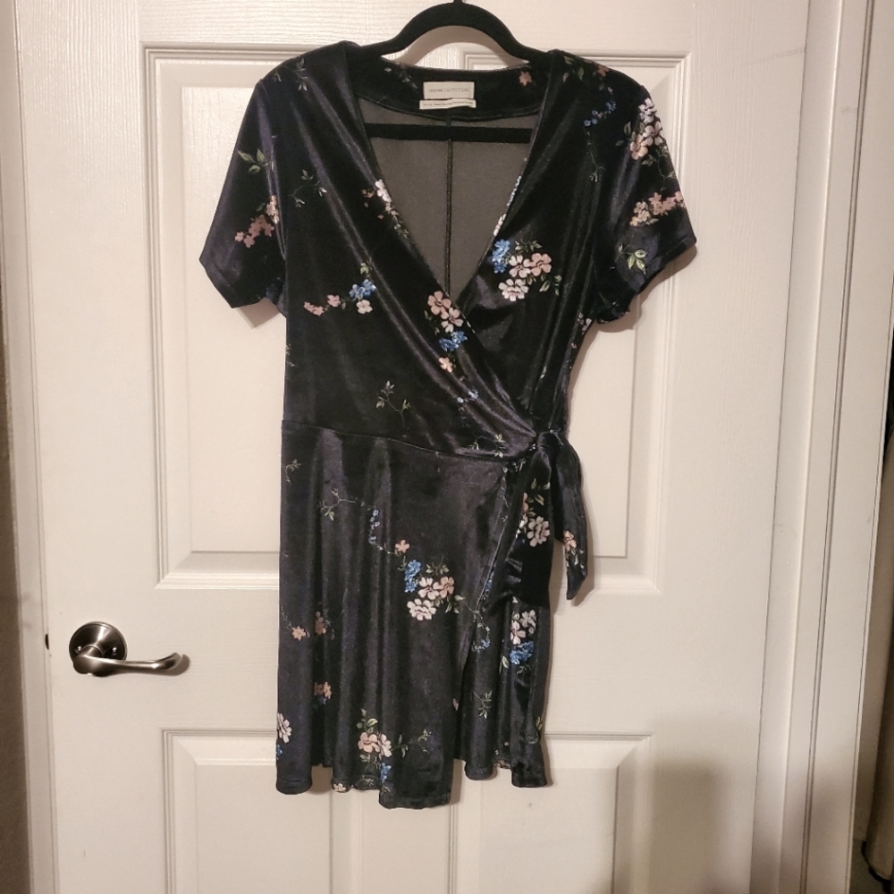 Urban Outfitters Black Velvet Wrap Dress
